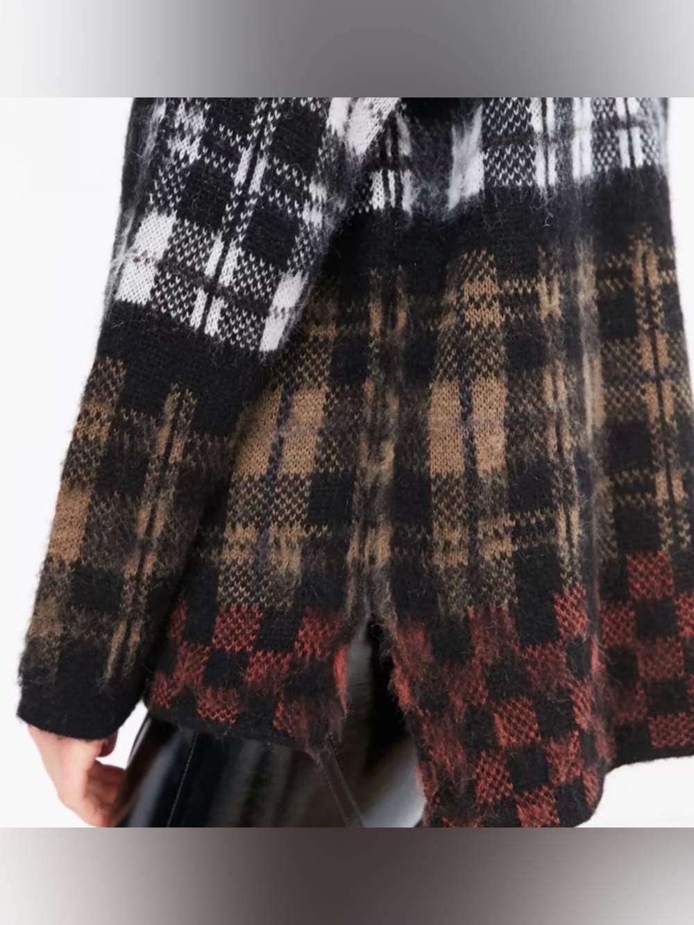 Urban Outfitters Black and Brown Checkered Turtleneck Sweater